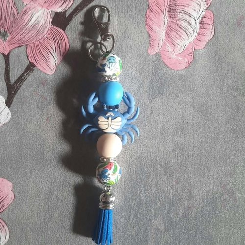 Porte clé en perles avec crabe