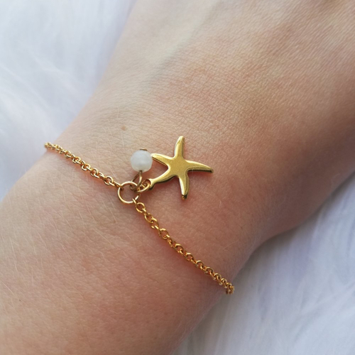 Bracelet acier et breloque étoile de mer