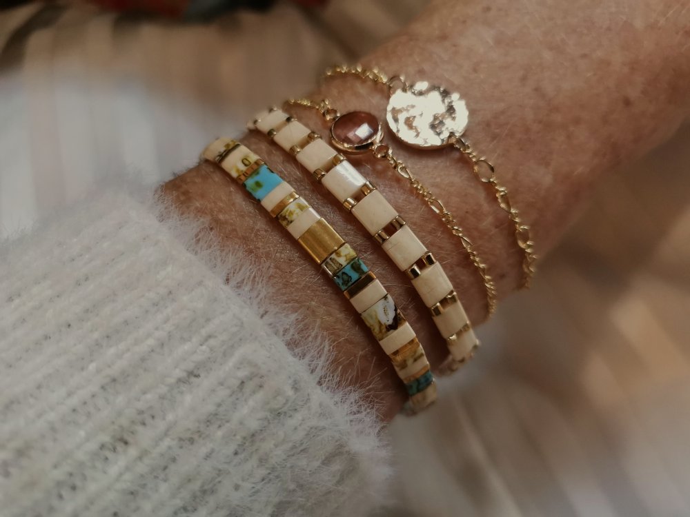 Ensemble de bracelets ruban élastique pour femme, avec coquillage