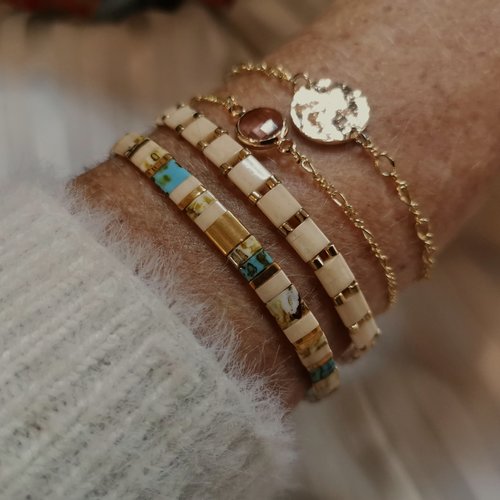 Bracelet miyuki pour femme   bracelet tila elastique  bijoux bohème en perle nacrée