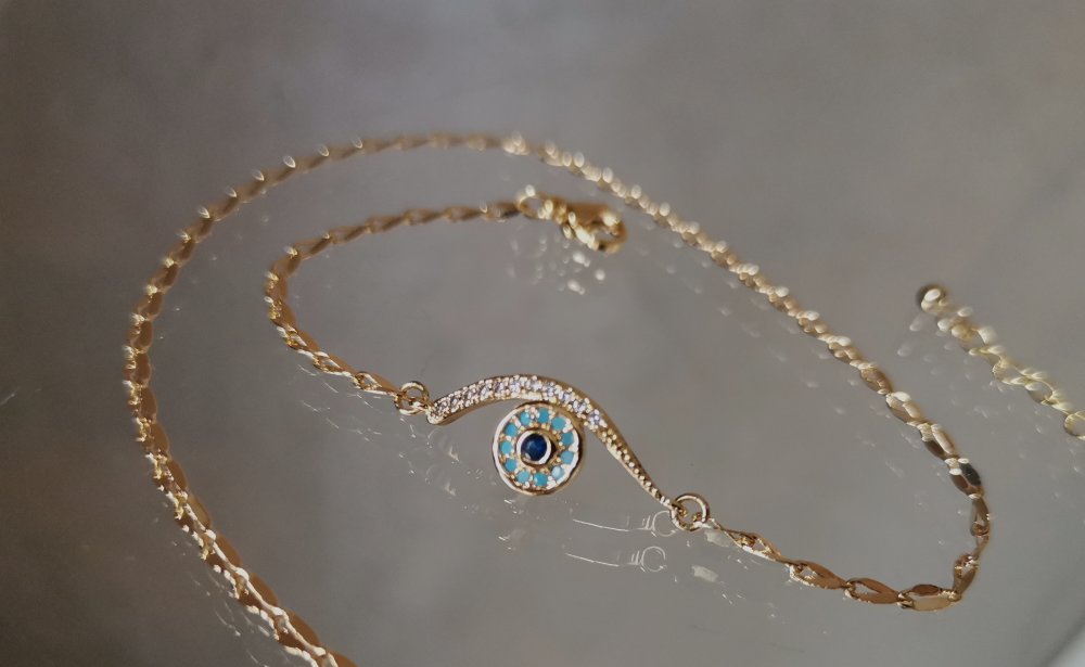 Bracelet porte bonheur pour femme bijoux pendentif oeil bleu