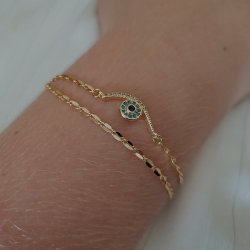 Bracelet porte bonheur pour femme bijoux pendentif oeil bleu bracelet  contre le mauvais œil - Un grand marché