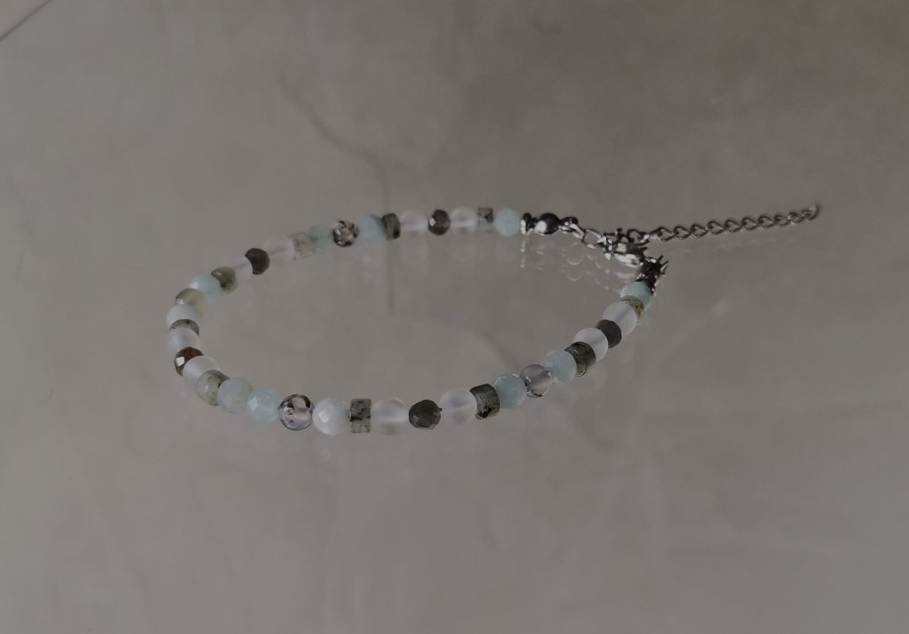 Bracelet femme lithothérapie en perles de Jaspe et perles Heishi