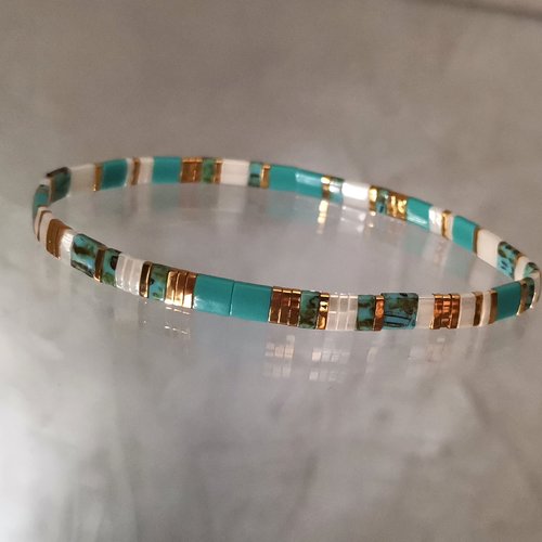Bracelet turquoise pour femme bracelet miyuki tila en perles de verre carré bijoux minimaliste populaire style chic elégant
