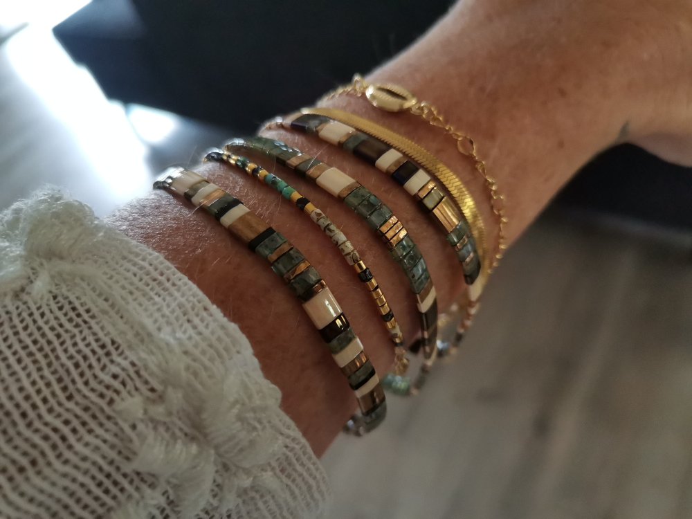 Ensemble de bracelets ruban élastique pour femme, avec coquillage