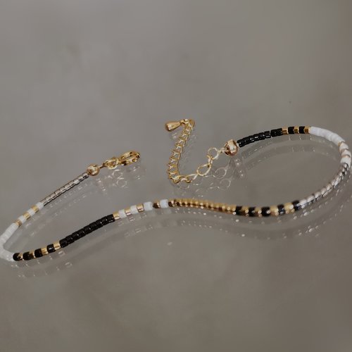 Bracelet femme minimaliste bracelet très fin miyuki bijoux perlé plaqué or 18 carats