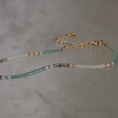 Bracelet miyuki turquoise très fin bracelet perlé minimaliste plaqué or en perles délicat miyuki