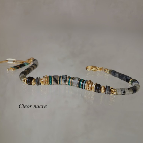 Bracelet perles labradorite pour femme bijoux en pierre naturelle semi précieuse chic et réglable avec pendentif miyuki