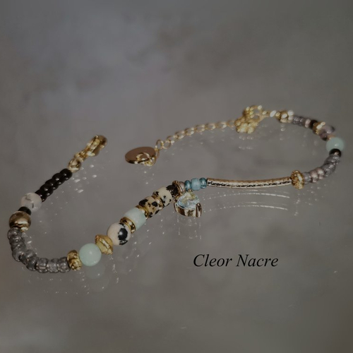 Bracelet fantaisie pour femme bijoux en perles minimaliste mélange de pierre naturelle chic tendance