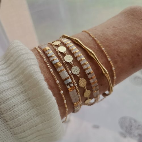 Bracelet en perles pour femme  bracelet plat perles miyuki carrés