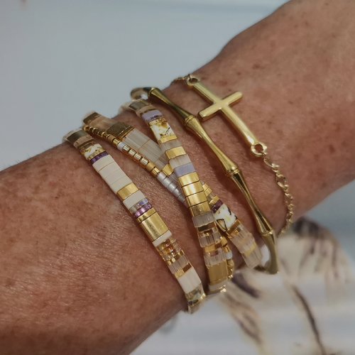 Bracelet en perles miyuki- fait main- perles japonaises & plaqué or 18k