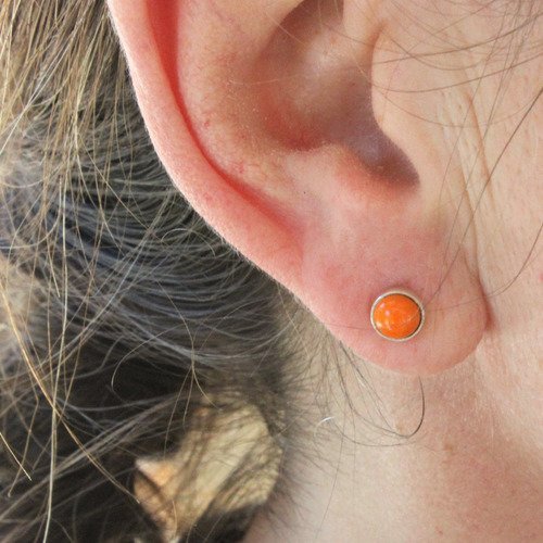 Puce oreille argent orange