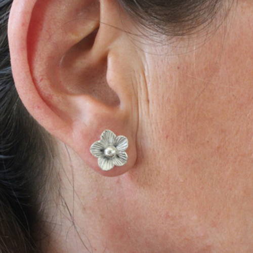 Boucles d'oreilles créoles Fleur Argent Oxyde de Zirconium Ronde Pavage Blanc 925/1000 - 50160176852R00 • Histoire d'Or