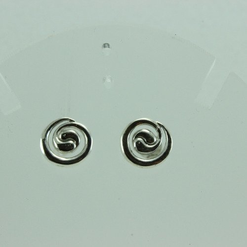 Puce oreille argent ying yang,puce oreille spirale