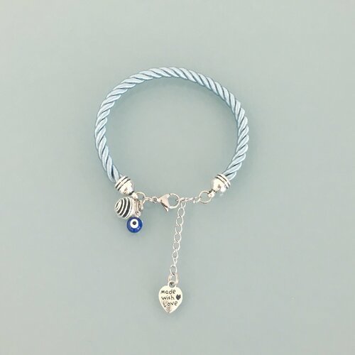 Bracelet bleu avec pendentif œil grec, bijoux