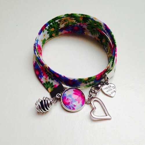 Bracelet liberty multicolore, bijou liberty, bracelet en tissu liberty, idée cadeau, bracelet parfum