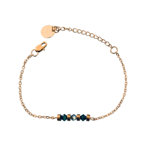 Bracelet femme gourmette pierres naturelles magiques swarovski et perles heishi plaqué or