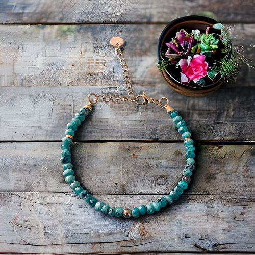 Bracelet jonc en perles, bracelet femme gourmette pierres naturelles  magiques et perles heishi plaqué or 24 k - Un grand marché