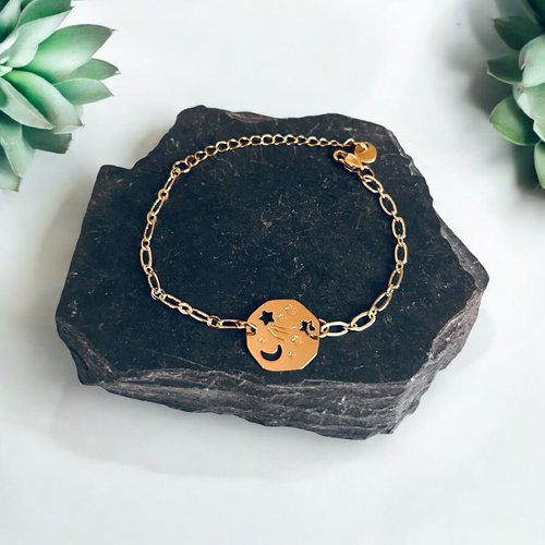 Bracelet gourmette étoile constellation en étain, bracelet femme, bijoux cadeaux