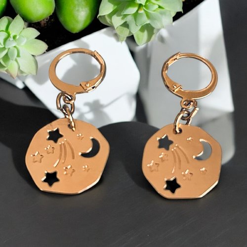 Mini créoles étoile constellation, boucles d'oreilles créoles étoile dorées