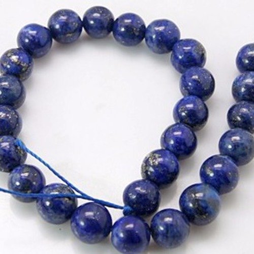 Perles lapis lazuli  teint 6 mm (fil de 31 pcs)
