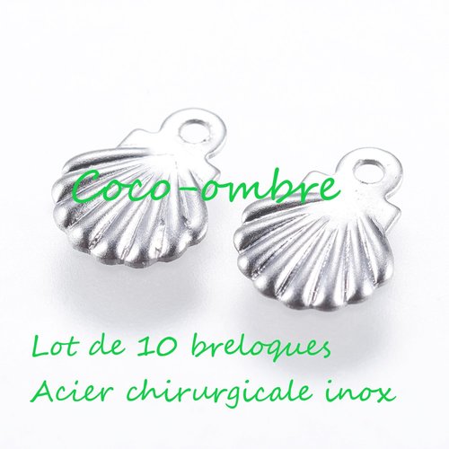 Breloques coquillage inox chirurgicale