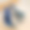 Boucle d'oreille soie bleu shibori clochette céramique - bijou hippie