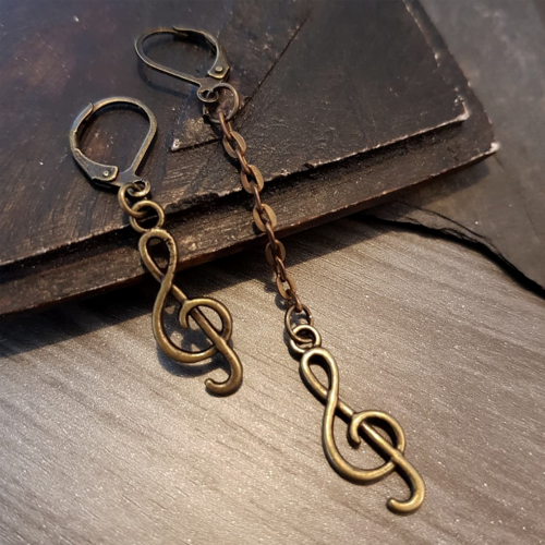 Boucle d'oreille homme musique clé de sol - cadeau musicien