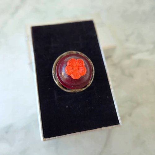 Bague bouton vintage, bijou recyclé, zéro déchet