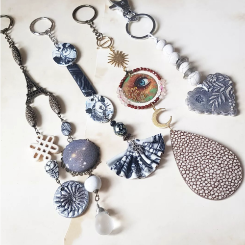 Bijou de sac, porte clé grigri gri gri, extra long décoration bohème