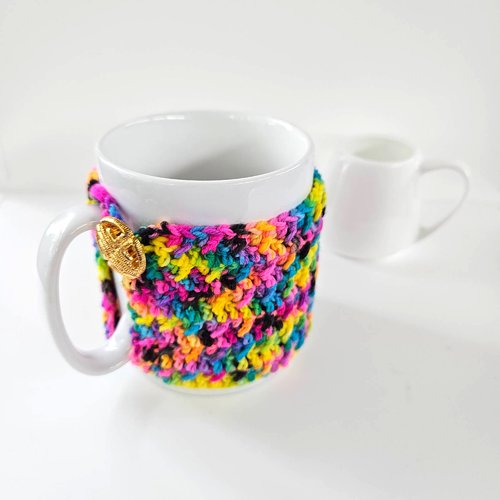 Housse de mug en laine multicolore | protection artisanale & rustique