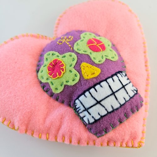 Sugar skull coeur, décoration murale, crâne mexicain