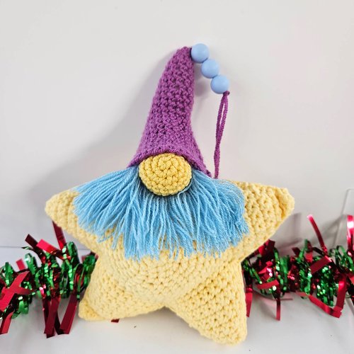 Noël - etoile de noël gnome à accrocher - nisse scandinave - décoration de noel