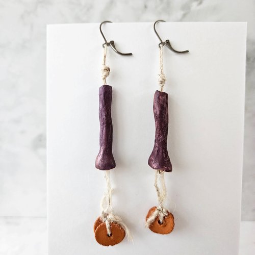 Boucles d'oreille clochette violette, bijou gypsie