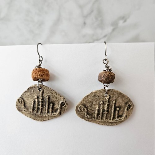 Boucles d'oreille viking, bijou bateau drakkar, inspiration scandinave
