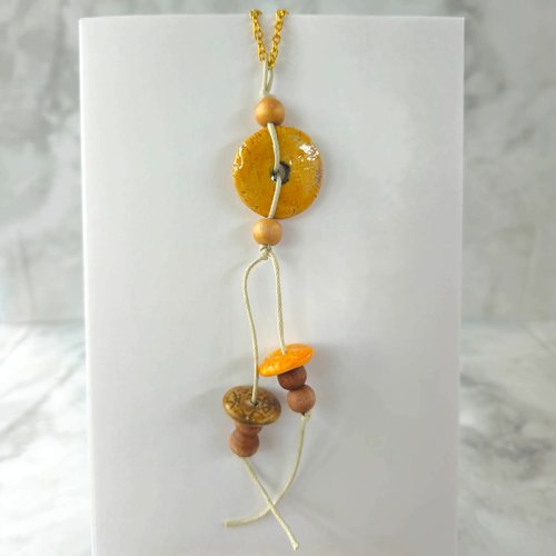 Collier donut pendentif céramique jaune - longueur personnalisable