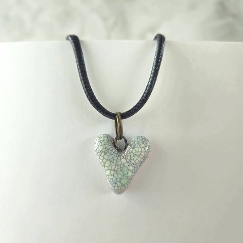 Collier coeur pendentif amour - cordon coton ciré