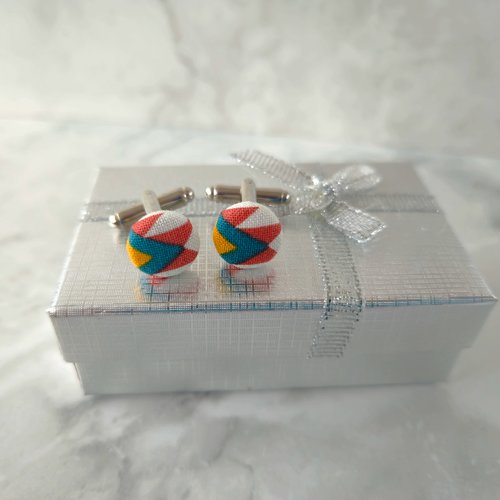 Boutons de manchette tissu aztèque