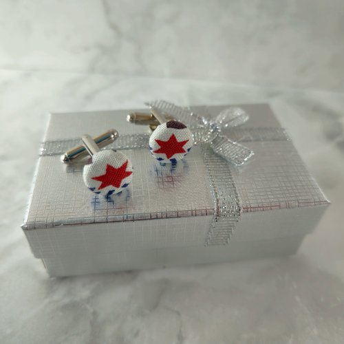 Boutons de manchette tissu étoile