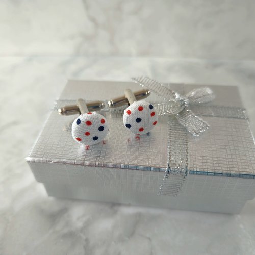 Boutons de manchette tissu à pois