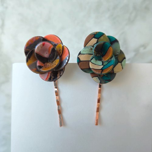 Accessoires cheveux, barrettes fleuries - lot de 2