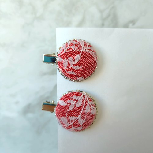Clips à rouge dentelle, barrette clip - lot de 2