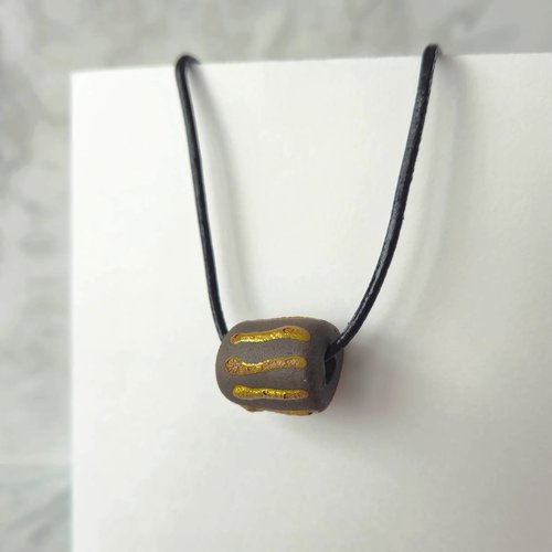 Collier grosse perle homme, pendentif vague celtique, bijou style viking
