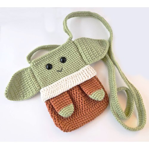 Pochette crochetée geek sci-fi | design kawaii | création unique en bandoulière