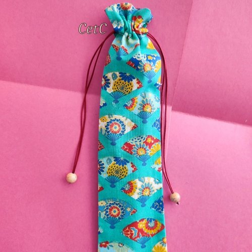 Pochette pour éventail en tissu coton fantaisie