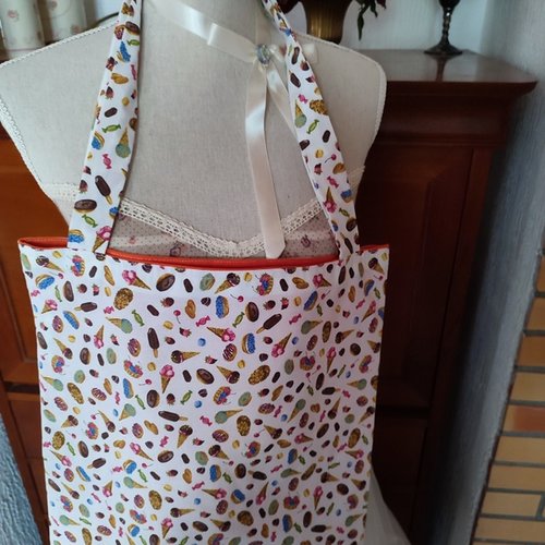 Sac/cabas doublé. tote bag tissu coton fantaisie. 0611
