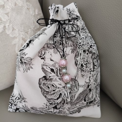 Pochette en tissu piqué de coton toile de jouy