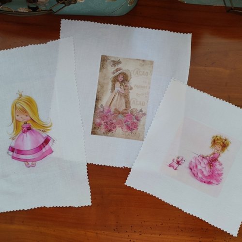 Lot de 3 transferts sur tissu