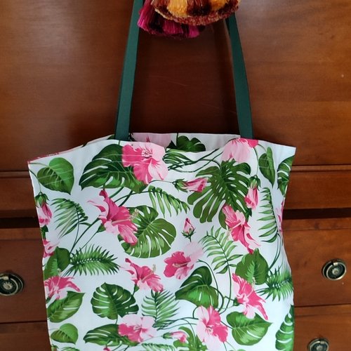 Sac tote bag dans un tissu coton 'exotique'