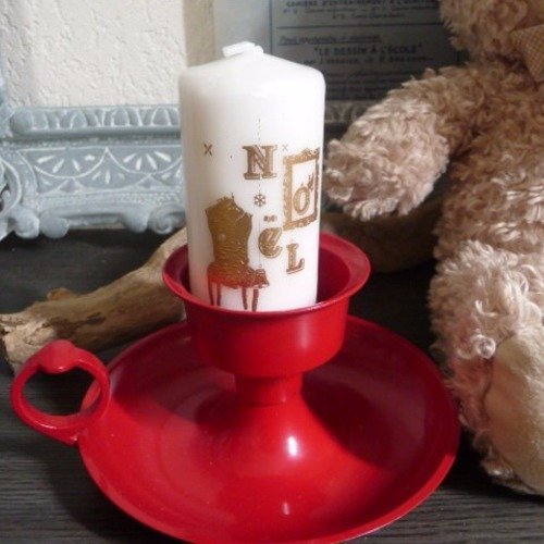 Bougeoir et bougie noel